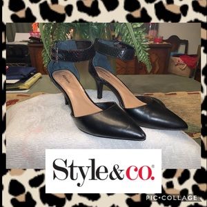 Style & Co. Black Pumps w/Ankle Strap